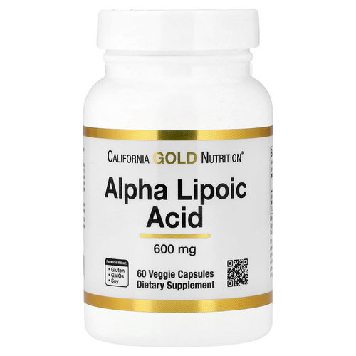 California Gold Nutrition, альфа-липоевая кислота, 600 мг, 60 растительных капсул