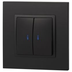 Выключатель ЭРА Elegance 14-1105-05 двойной с подсветкой 10АХ-250В IP20 антрацит | Эра Elegance