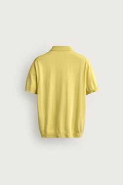 ZARA ТРИКОТАЖНОЕ ПОЛО КЛАССИЧЕСКОГО КРОЯ, ЖЕЛТЫЙ