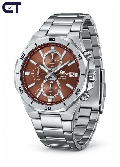 CASIO EFV-640D-5AVUDF EDIFICE мужские наручные часы — стальной хронограф с коричневый циферблатом