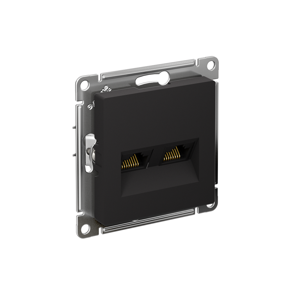 SE AtlasDesign Карбон Розетка двойная компьютерная RJ45+RJ45, кат.5E, механиз