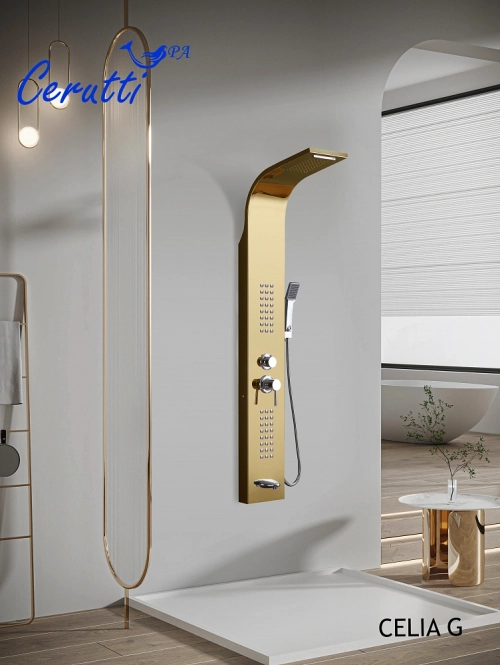 Душевая панель Ceruttispa СЭЛИЯ (CELIA) G CT10404 из нержавеющей стали, цвет золото