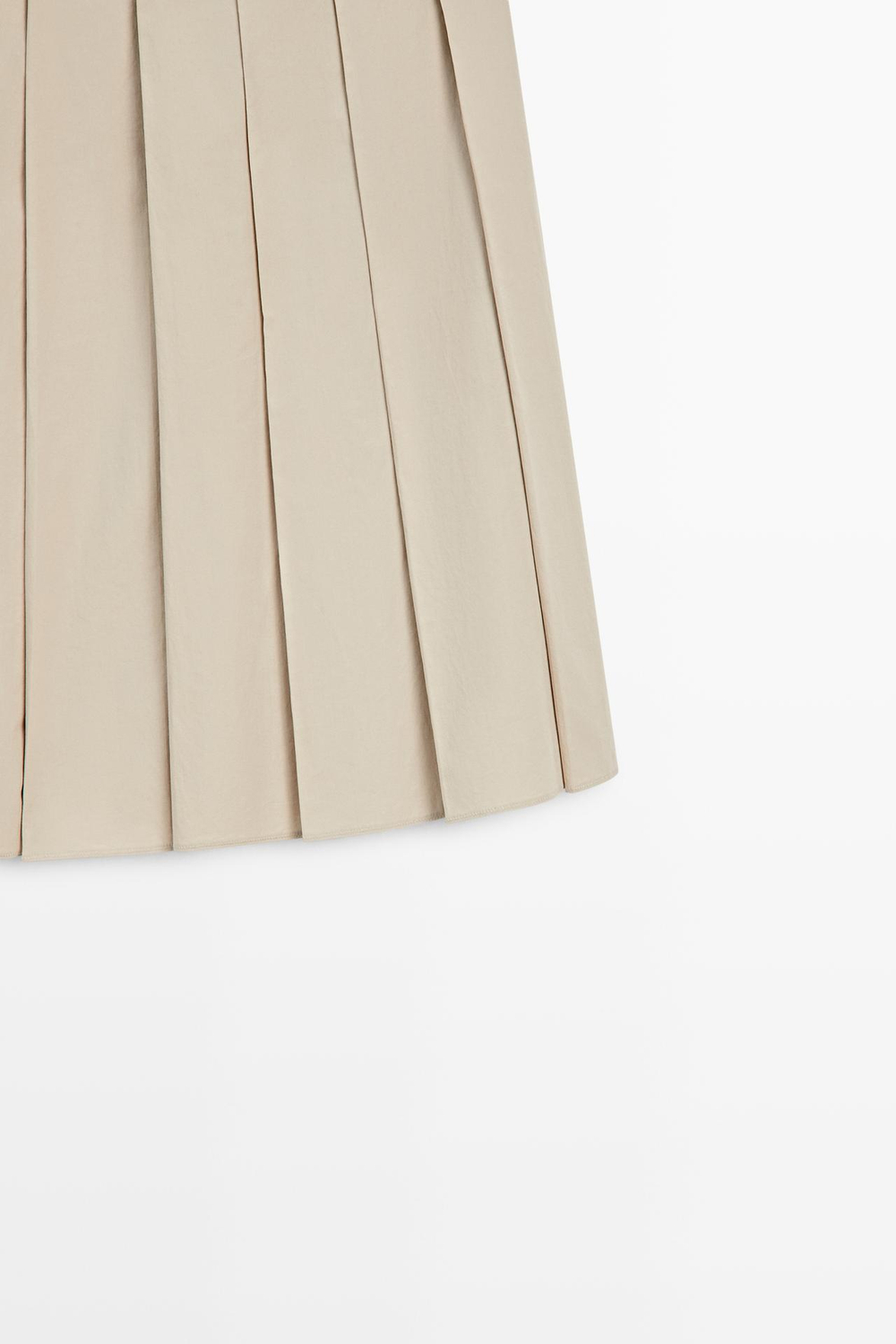 Massimo Dutti Плиссированная юбка миди с контрастным поясом, песочный