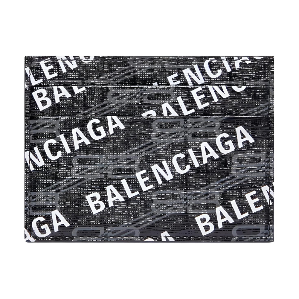 Balenciaga BB MONOGRAM SIGNATURE Canvas Card Holder Card Holder Men"s Black White