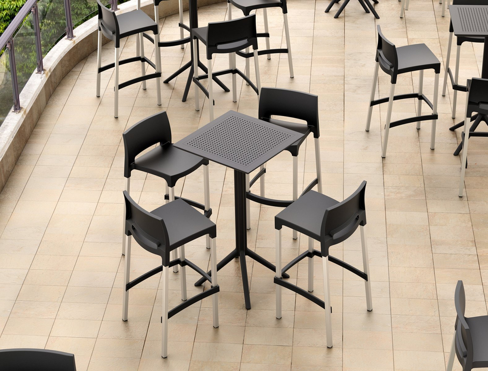 Стол пластиковый барный складной Siesta Contract Sky Folding Bar Table 60, черный