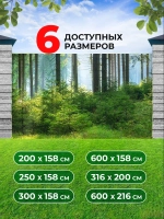 Фотосетка на забор зеленый пейзаж лес елки 3х1,58 м