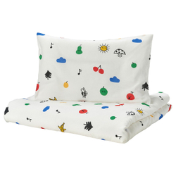 IKEA GRÖNFINK  (ИКЕА ГРÖНФИНК)  -  1 наволочка для детской кроватки, разноцветная, 110x125/35x55 см