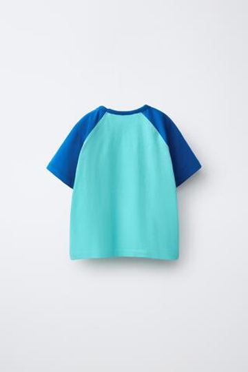 ZARA ОДНОТОННАЯ ФУТБОЛКА РЕГЛАН, СИНИЙ