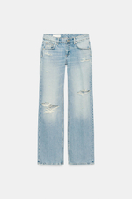 ДЖИНСЫ TRF WIDE-LEG С НИЗКОЙ ПОСАДКОЙ И ПРОРЕХАМИ — ZARA