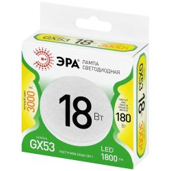 Лампа светодиодная ЭРА GREEN LINE LED GX-18W-830-GX53 GL 18Вт таблетка теплый белый свет GX53 | Лампы cветодиодные Плоские (GX)