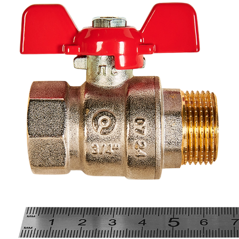 RBV-0004-2210220 ROMMER Кран шаровой, ВР/НР, ручка бабочка 3/4