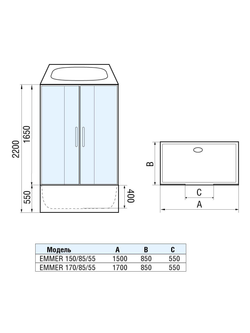Душевая кабина WeltWasser  WW500 EMMER 170/85/55 1700х850х2200 мм Душевая кабина 10000003926