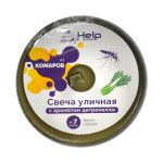 Свеча уличная от комаров Help, с ароматом цитронеллы, в жестяной банке 230211---