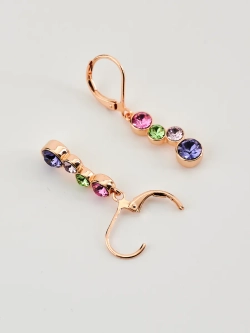 Серьги-подвески Эльза с разноцветными кристаллами Swarovski