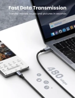 Кабель USB C - USB C, 480Mbps, 5A, QC4.0/PD3.0, 100W, 2m, UGREEN 70429