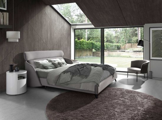 Кровать 7161/GC1725 Angel Cerda из светло-серой ткани 180 x 200 см