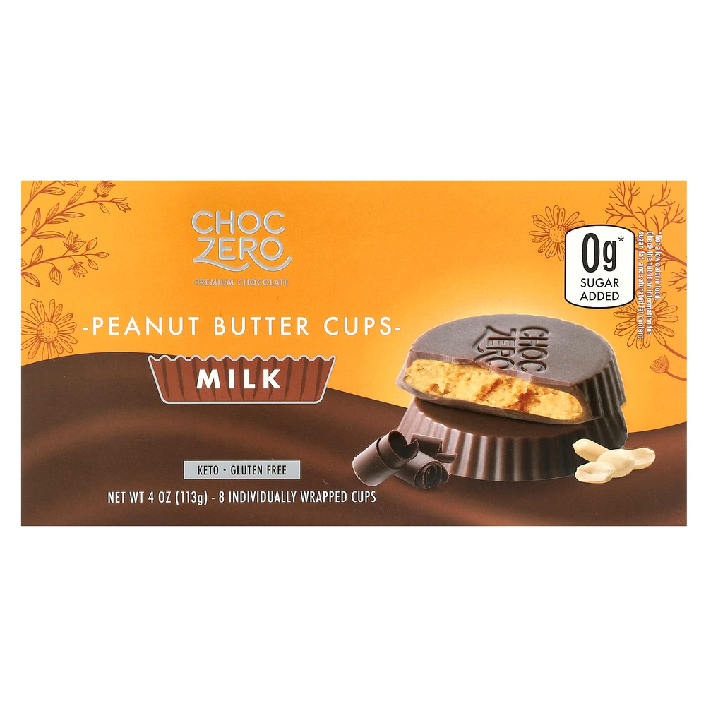 ChocZero, Чашки с арахисовой пастой, молоко, 8 чашек, 113 г (4 унции)