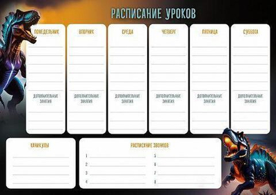 Расписание уроков А4 "Космос" д/мальчиков (Schoolformat)