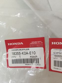 18355-K0A-E10. COVER A, MUFFLER. HONDA