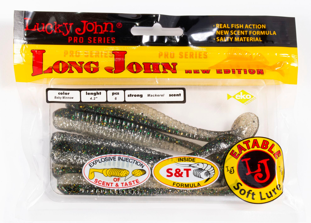 Виброхвосты съедобные LJ Pro Series LONG JOHN 3.1in (7,9 см), цв. T01, 8 шт.