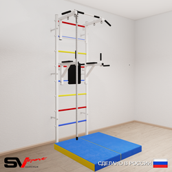 Шведская стенка Sv Sport 5704 (Турник стандарт/Брусья/Канат/Мат 1м)