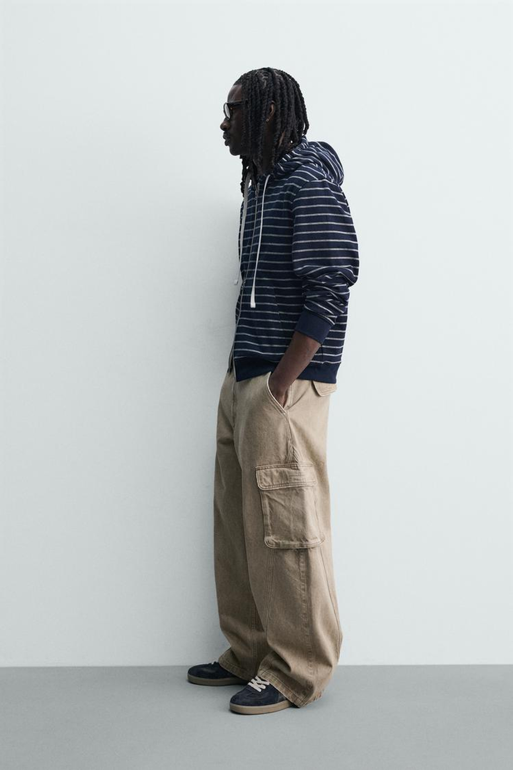 ZARA БРЮКИ КАРГО BALLOON FIT, БЕЖЕВЫЙ
