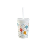Стакан с трубочкой DRINA Glass Deco Plus 0,33л белый 10 штук