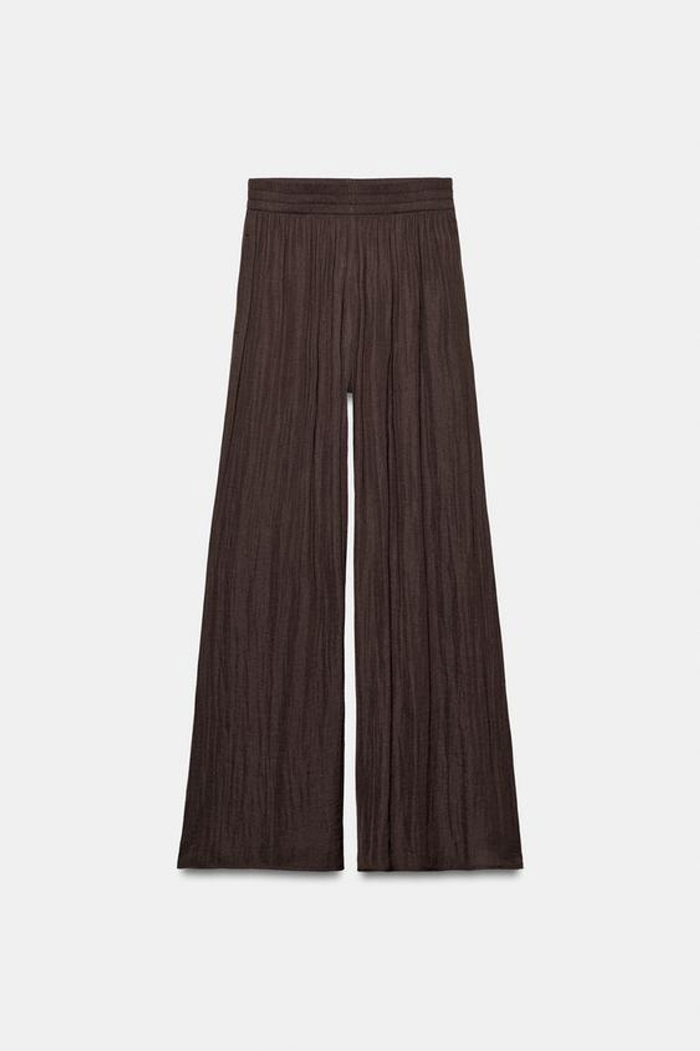 ZARA ШИРОКИЕ БРЮКИ С ВЫСОКОЙ ПОСАДКОЙ, КОРИЧНЕВЫЙ