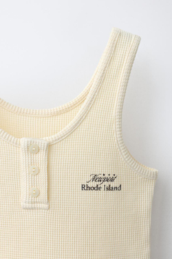 ZARA ТОП ИЗ РИФЛЕНОГО ТРИКОТАЖА С НАДПИСЬЮ, ЖЕЛТЫЙ