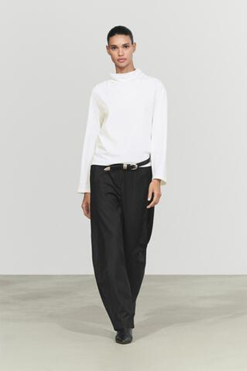 Massimo Dutti Футболка из 100% хлопка с драпированным воротом, белый
