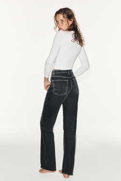 ZARA ДЖИНСЫ TRF WIDE-LEG С ВЫСОКОЙ ПОСАДКОЙ, ЦВЕТ НОЧНОГО НЕБА