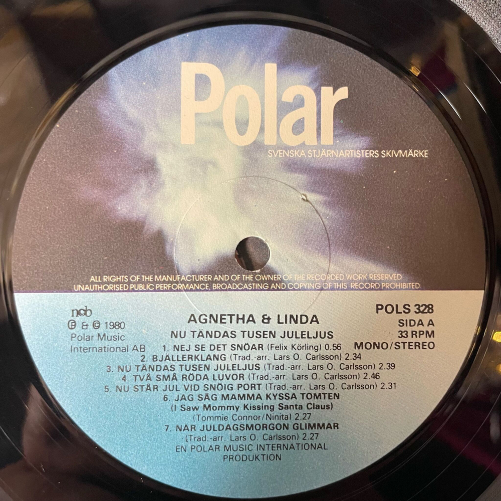 Винтажная виниловая пластинка LP Agnetha and Linda Nu Tandas Tusen Juleljus (From ABBA) (Швеция 1981)