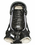 Конверт зимний меховой AMAROBABY Snowy Travel Космос, черный, 105 см.