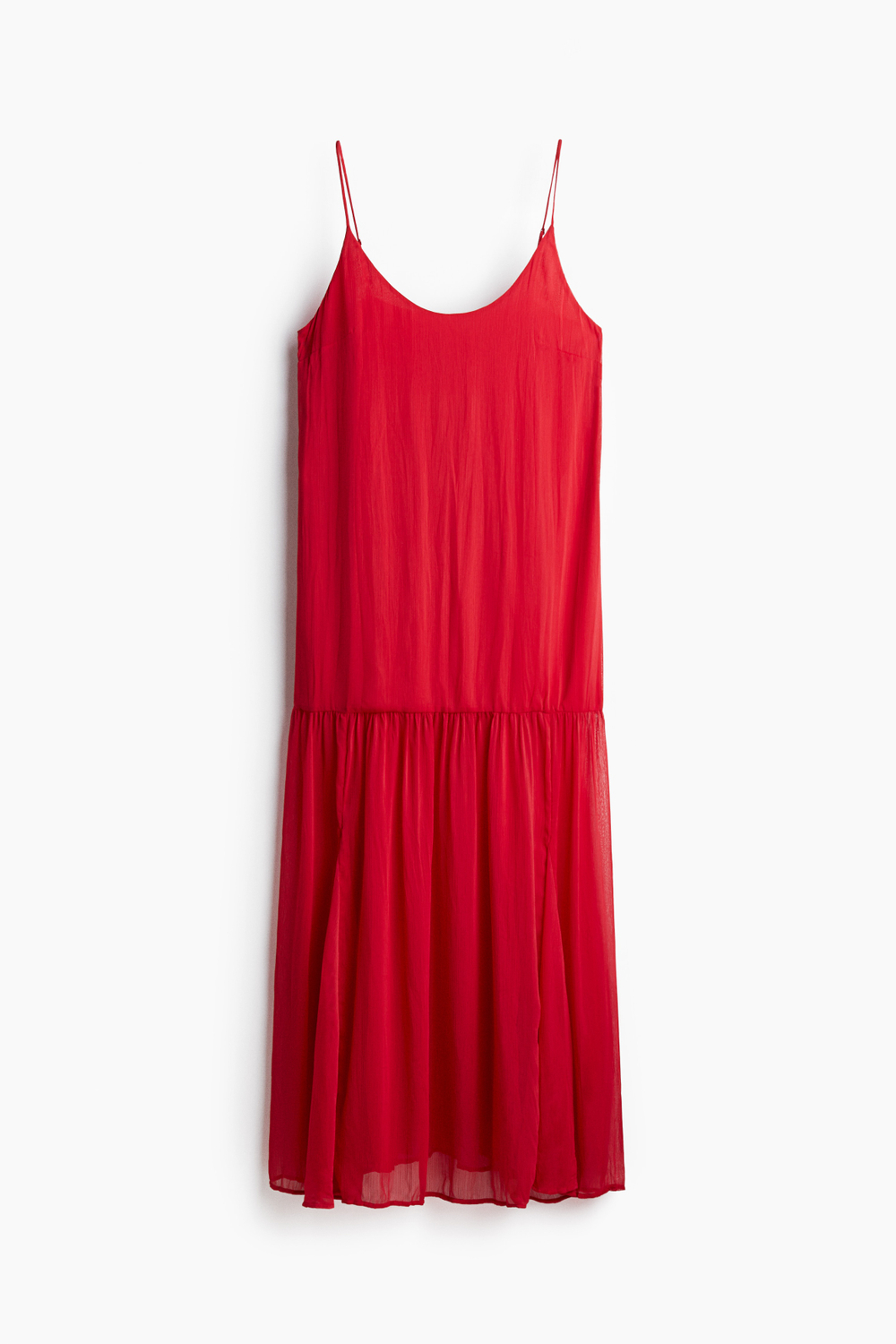 Длинное шифоновое платье — глубокий круглый вырез - H&M