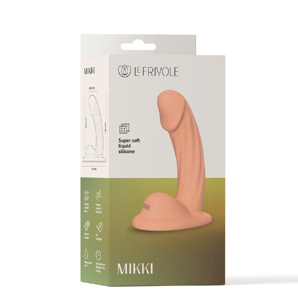 Вибратор с двойной стимуляцией и присоской Mikki телесный 13 см