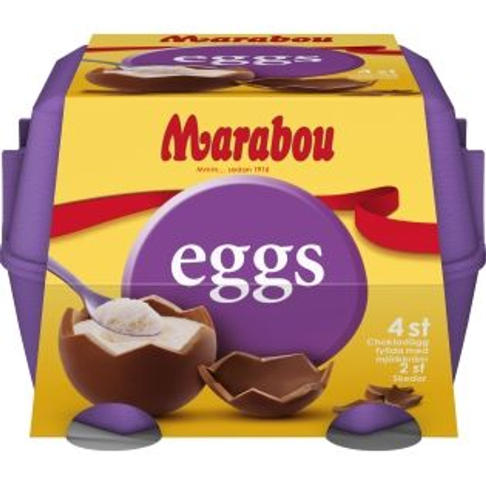 Marabou Eggs Шоколадные яйца с кремовой начинкой, набор из 4 шт., 136 г (из Эстонии)