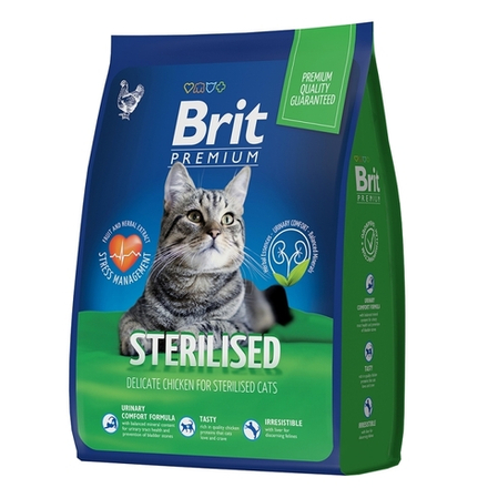 BRIT PREMIUM, Сухой корм с курицей д/стерилизованных кошек "Cat Sterilised Chicken", 0.4кг, 5048991