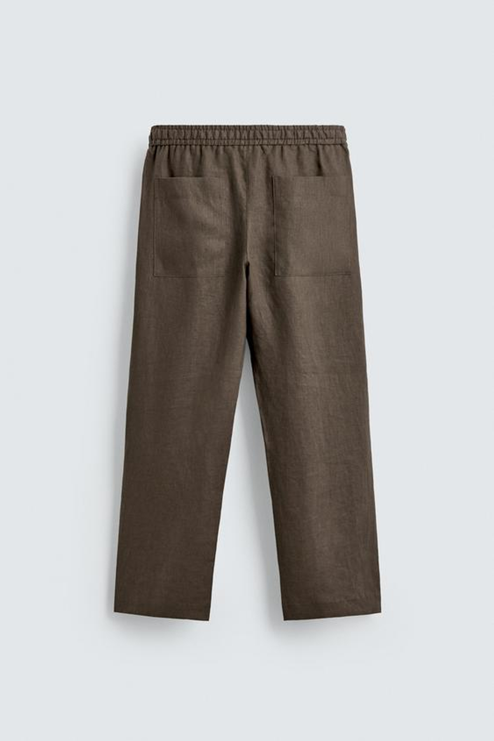 ZARA БРЮКИ RELAXED FIT ИЗ 100% ЛЬНА, СЕРО-КОРИЧНЕВЫЙ