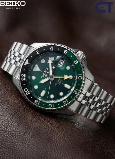 Seiko SSK035K1 5 Sports SKX мужские наручные часы — автоматический GMT с зелёным циферблатом