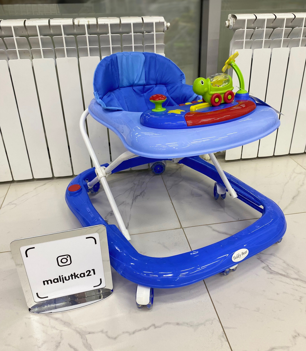 Ходунки SBL 5302 (Teddy Bear) синий (силиконовые колеса)