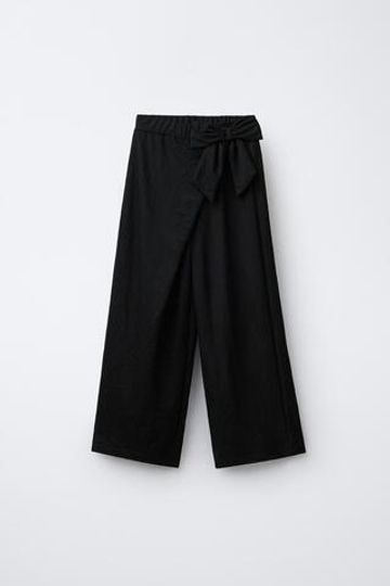 ZARA ШИРОКИЕ БРЮКИ В ПОЛОСКУ, ЧЕРНЫЙ