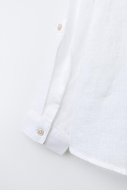 ZARA РУБАШКА ИЗ 100% ЛЬНА, ЭКРЮ