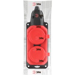 Колодка ЭРА K-2e-RED-IP44 каучуковая с заземлением 2 розетки 16A IP44 красная | Электротовары