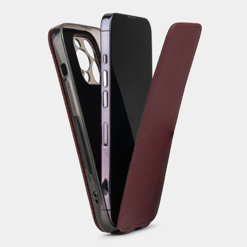 Чехол для iPhone 13 Pro из кожи теленка, бордового цвета