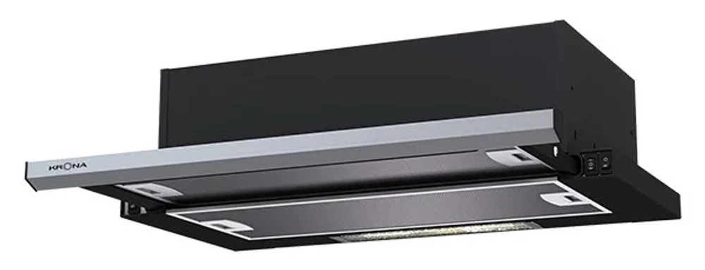 Встраиваемая вытяжка Krona KAMILLA slim 600 black/inox (2 мотора)