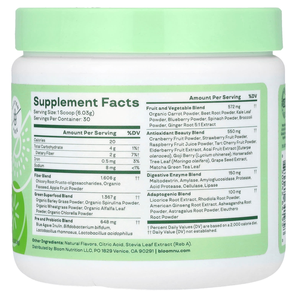 Bloom, Greens & Superfoods, клубника и киви, 180,9 г (6,38 унции)
