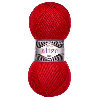 Пряжа Alize (Ализе) Superlana Midi / уп.5 мот. по 100 г, 170м, 056 красный A