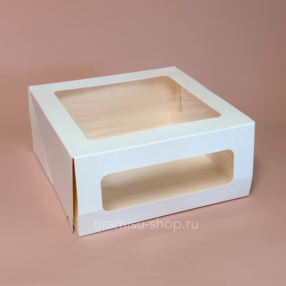 Коробка для торта Cake Window White белая 24 х 24 х 10 см