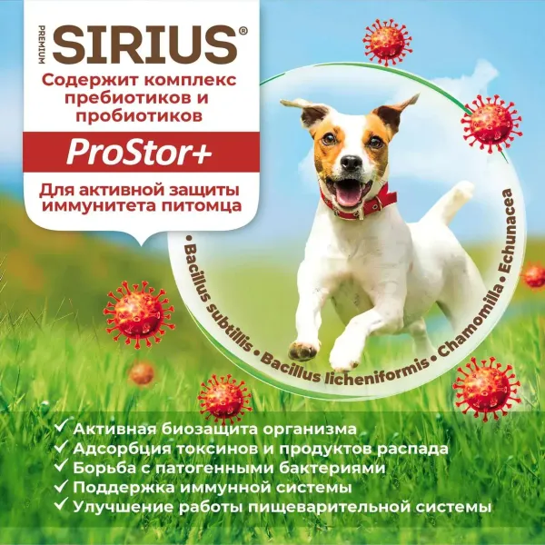 Сухой корм Sirius для взрослых собак малых пород с говядиной и рисом