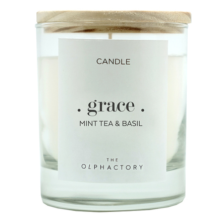 Свеча ароматическая The Olphactory, Grace, Mint tea&Basil, 40 ч
